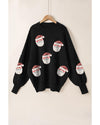Black Sequined Santa Clause Bishop Sleeve Sweater - S