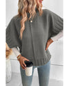 Medium Grey Mock Neck Batwing Short Sleeve Knit Sweater - XL