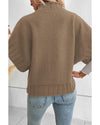 Desert Palm Mock Neck Batwing Short Sleeve Knit Sweater - XL