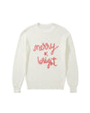 White Striped Merry Bright Letter Christmas Sweater - M