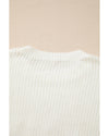 White Striped Merry Bright Letter Christmas Sweater - M