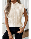 Oatmeal Cable Knit High Neck Sweater Vest - L