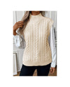 Oatmeal Cable Knit High Neck Sweater Vest - L
