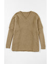 Camel Checkered Textured Batwing Sleeve Sweater - M