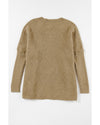 Camel Checkered Textured Batwing Sleeve Sweater - M