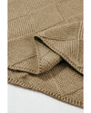 Camel Checkered Textured Batwing Sleeve Sweater - M