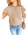 Smoke Gray Ribbed Raglan Short Sleeve Sweater - L