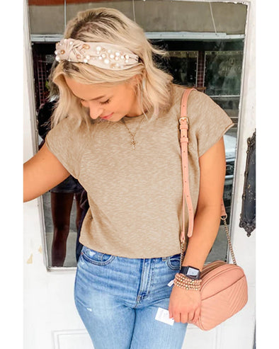 Smoke Gray Ribbed Raglan Short Sleeve Sweater - M