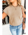 Smoke Gray Ribbed Raglan Short Sleeve Sweater - M