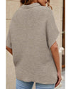 Apricot High Neck Short Bat Sleeve Sweater - L