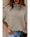 Apricot High Neck Short Bat Sleeve Sweater - XL