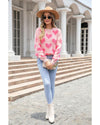 Light Pink Valentine’s Day Heart Jacquard Knit Sweater - L