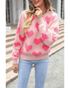 Light Pink Valentine’s Day Heart Jacquard Knit Sweater - L
