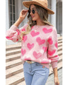 Light Pink Valentine’s Day Heart Jacquard Knit Sweater - L