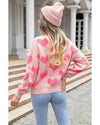 Light Pink Valentine’s Day Heart Jacquard Knit Sweater - L