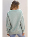 Moonlight Jade Colorblock Contrasting Edge Crewneck Sweater - L