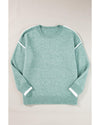 Moonlight Jade Colorblock Contrasting Edge Crewneck Sweater - XL