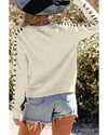 White Contrast Stitch Detail Ribbed Trim Sweater - XL