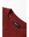 Red Dahlia Color Contrast Trim Drop Shoulder Crew Neck Sweater - S