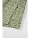 Jungle Green Loose Eyelet V Neck Drop Shoulder Sweater - L