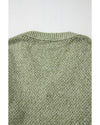 Jungle Green Loose Eyelet V Neck Drop Shoulder Sweater - M