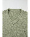 Jungle Green Loose Eyelet V Neck Drop Shoulder Sweater - XL