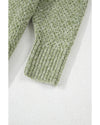 Jungle Green Loose Eyelet V Neck Drop Shoulder Sweater - XL