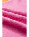 Bright Pink Contrast Flutter Sleeves Knitted Sweater T Shirt - M