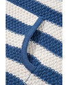 Blue Stripe V Neck Pocketed Drawstring Hooded Sweater - S
