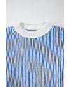 Dark Blue Striped Textured Knit Contrast Edge Loose Sweater - 2XL