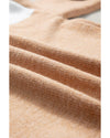 Straw Yellow Colorblock Ribbed Trim Round Neck Sweater - M