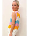 Multicolour Striped Colorblock Scalloped Hem Knitted Vest - XL