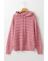 Peach Blossom Pointelle Knit Raglan Sleeve Hooded Sweater - M