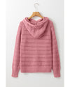 Peach Blossom Pointelle Knit Raglan Sleeve Hooded Sweater - M
