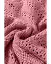 Peach Blossom Pointelle Knit Raglan Sleeve Hooded Sweater - M