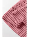 Peach Blossom Pointelle Knit Raglan Sleeve Hooded Sweater - M