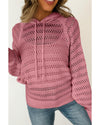 Peach Blossom Pointelle Knit Raglan Sleeve Hooded Sweater - M