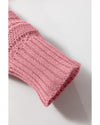 Peach Blossom Pointelle Knit Raglan Sleeve Hooded Sweater - S