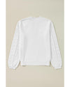 White Flower Detail Knitted Notched Neck Sweater - M