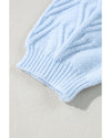 Beau Blue Flower Detail Knitted Notched Neck Sweater - XL