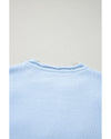 Beau Blue Flower Detail Knitted Notched Neck Sweater - XL