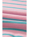 Pink Stripe Trimmed Round Neck Drop Shoulder Loose Sweater - M