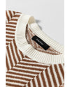 Coffee Contrast Edge Crew Neck Drop Shoulder Sweater - XL