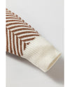 Coffee Contrast Edge Crew Neck Drop Shoulder Sweater - XL