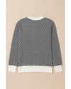 Black Contrast Edge Crew Neck Drop Shoulder Sweater - 2XL