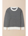 Black Contrast Edge Crew Neck Drop Shoulder Sweater - 2XL