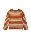 Brown Stripe Drop Shoulder Casual Sweater - XL
