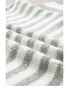Gray Stripe Drop Shoulder Crew Neck Sweater - M