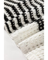 White Stripe Contrast Striped Crochet Puff Sleeve Sweater - XL