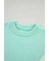 Green Chevron Colorblock Ribbed Knit Drop Shoulder Sweater - XL